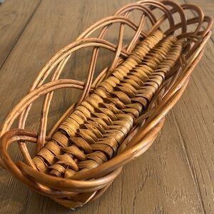 Vintage French Bread Basket - woven wicker bread basket circa 1960s